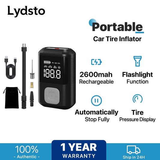 Lydsto Portable Tire Inflator 1S 150Psi Digital Air Pump 2600mah with Flashlight